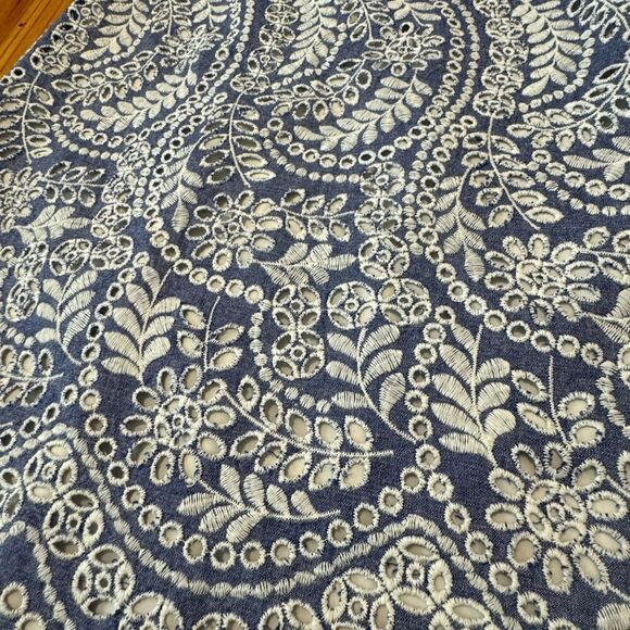 Alice + Olivia Womens SZ 4 Honor Flutter Sleeve Embroidered Chambray Tunic Dress - Picture 5 of 14